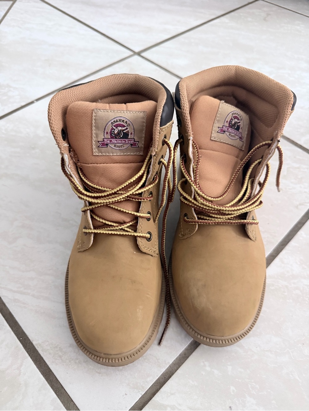 Brahma Wheat/Tan Work Boots with Padded Collar